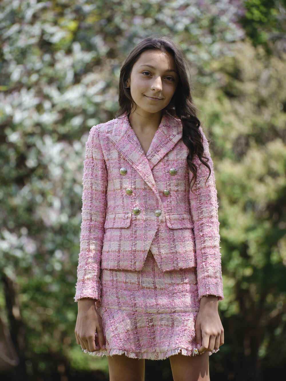 GIRLS ROMA BOUCLE BLAZER in colour CAVIAR