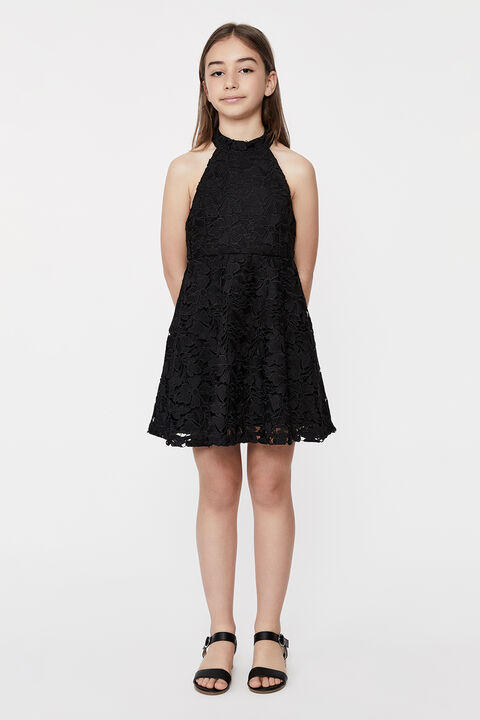 GIRLS VICTORIA PERIWINKLE LACE DRESS in colour CAVIAR