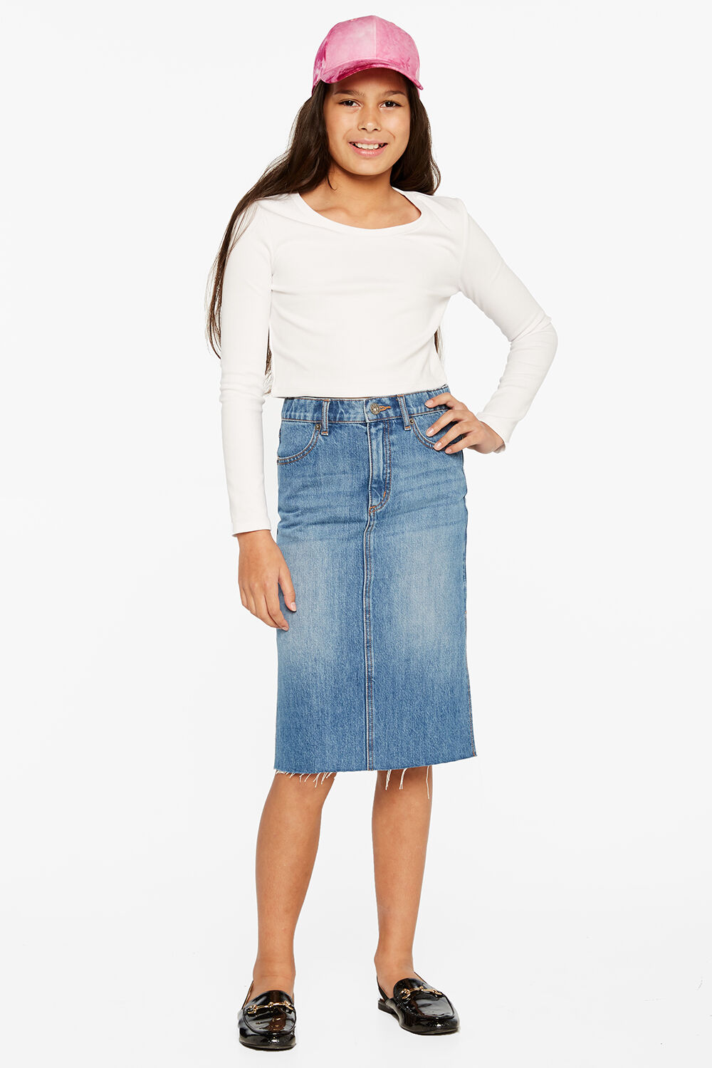 Girls midi denim skirt clearance