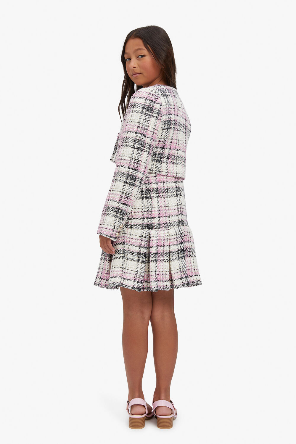 GIRLS THEKLA BOUCLE BLAZER in colour HOT PINK