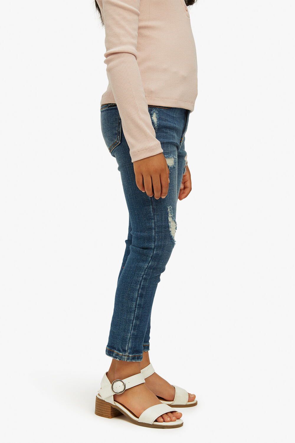 JUNIOR GIRL KHLOE HI CROP JEAN in colour TRUE NAVY