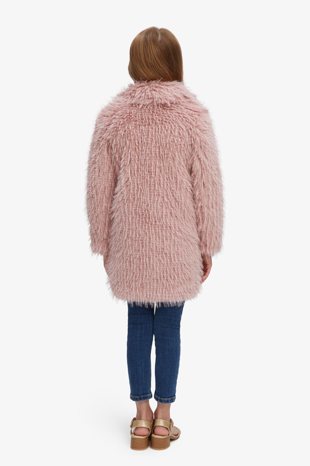 GIRLS JAGGED FUR COAT in colour PARADISE PINK
