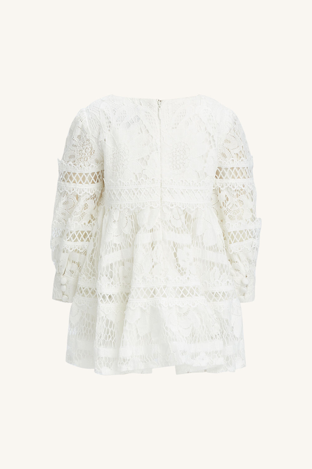 BABY GIRL VENICE FLORAL LACE DRESS in colour CLOUD DANCER