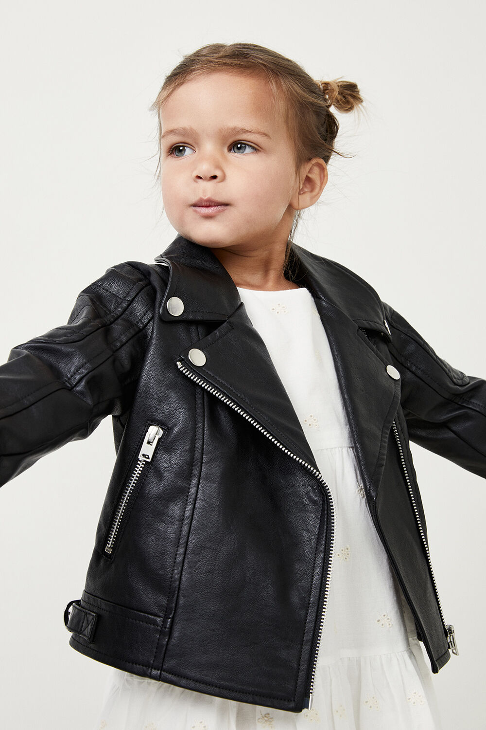 GIRLS KORA BIKER JACKET in colour CAVIAR