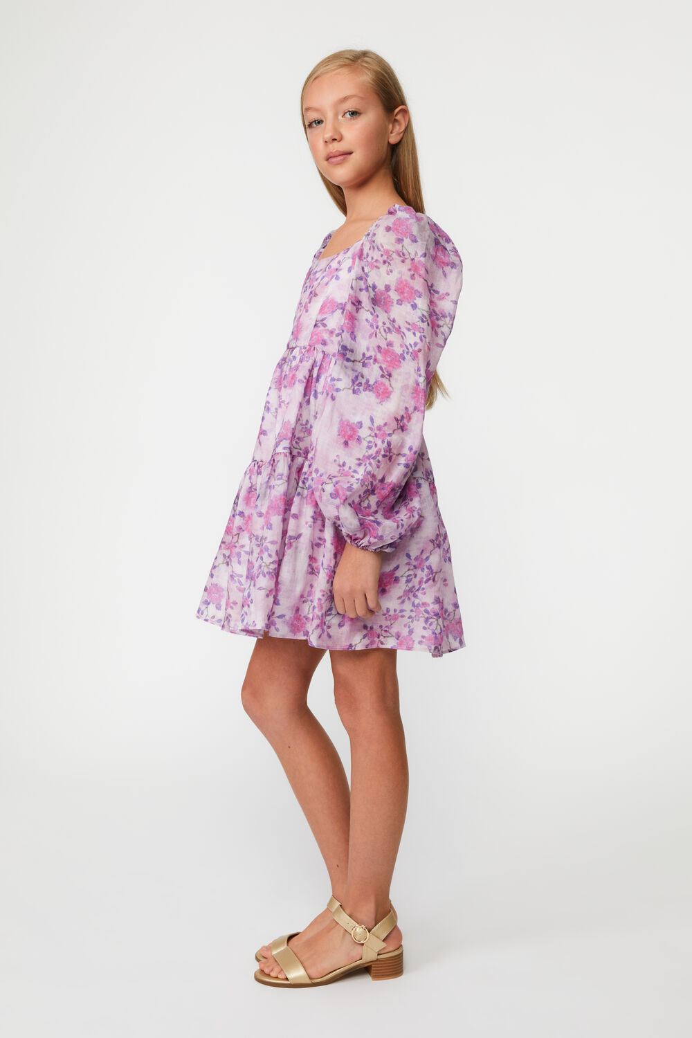 Girls AUDREY FLORAL DRESS in colour METEORITE