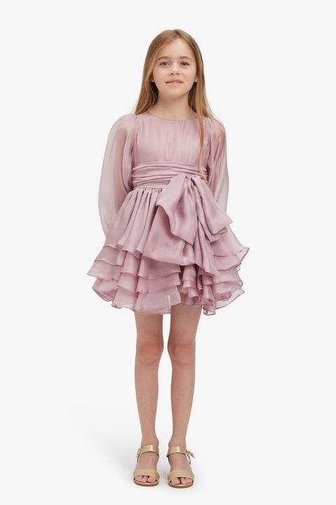 GIRLS ENYA ORGANZA MINI DRESS in colour MELLOW ROSE