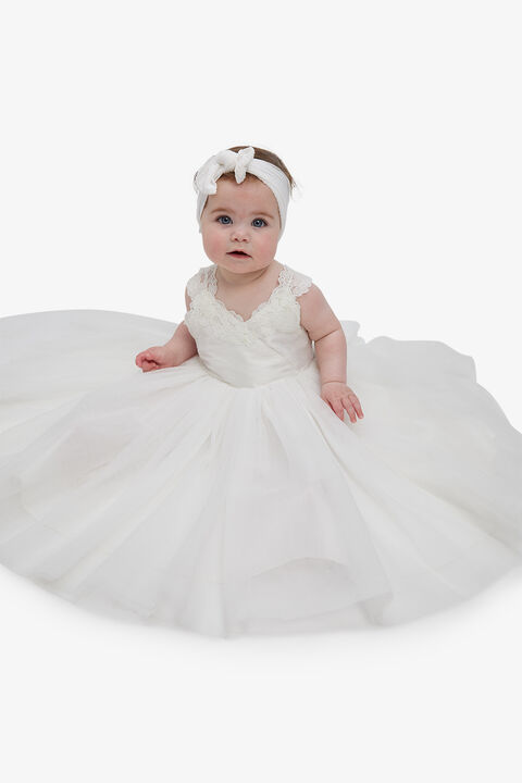 BABY GIRL MIA FLOWER GIRL DRESS in colour BRIGHT WHITE