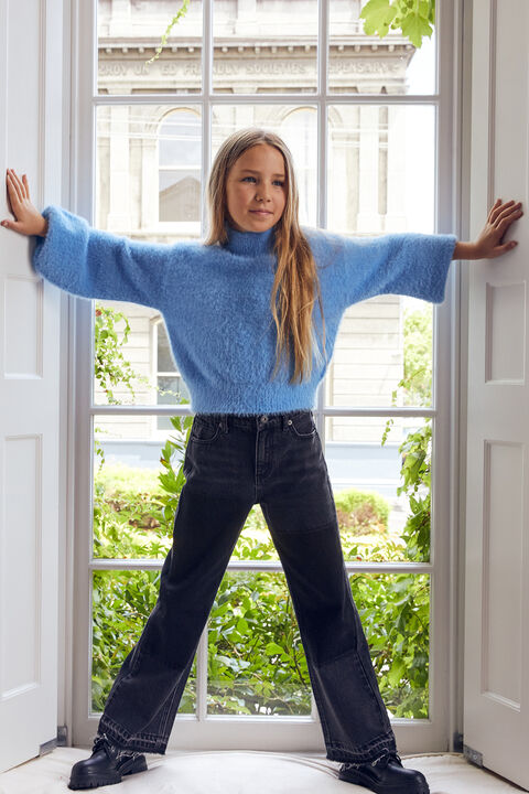 Girls BELL SLEEVE KNIT in colour ASHLEY BLUE
