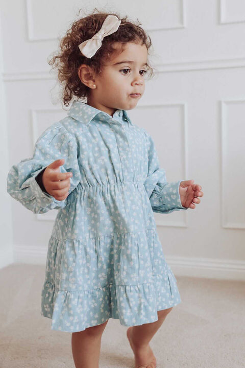 BABY GIRL DITSY MINI SHIRT DRESS in colour STAR WHITE