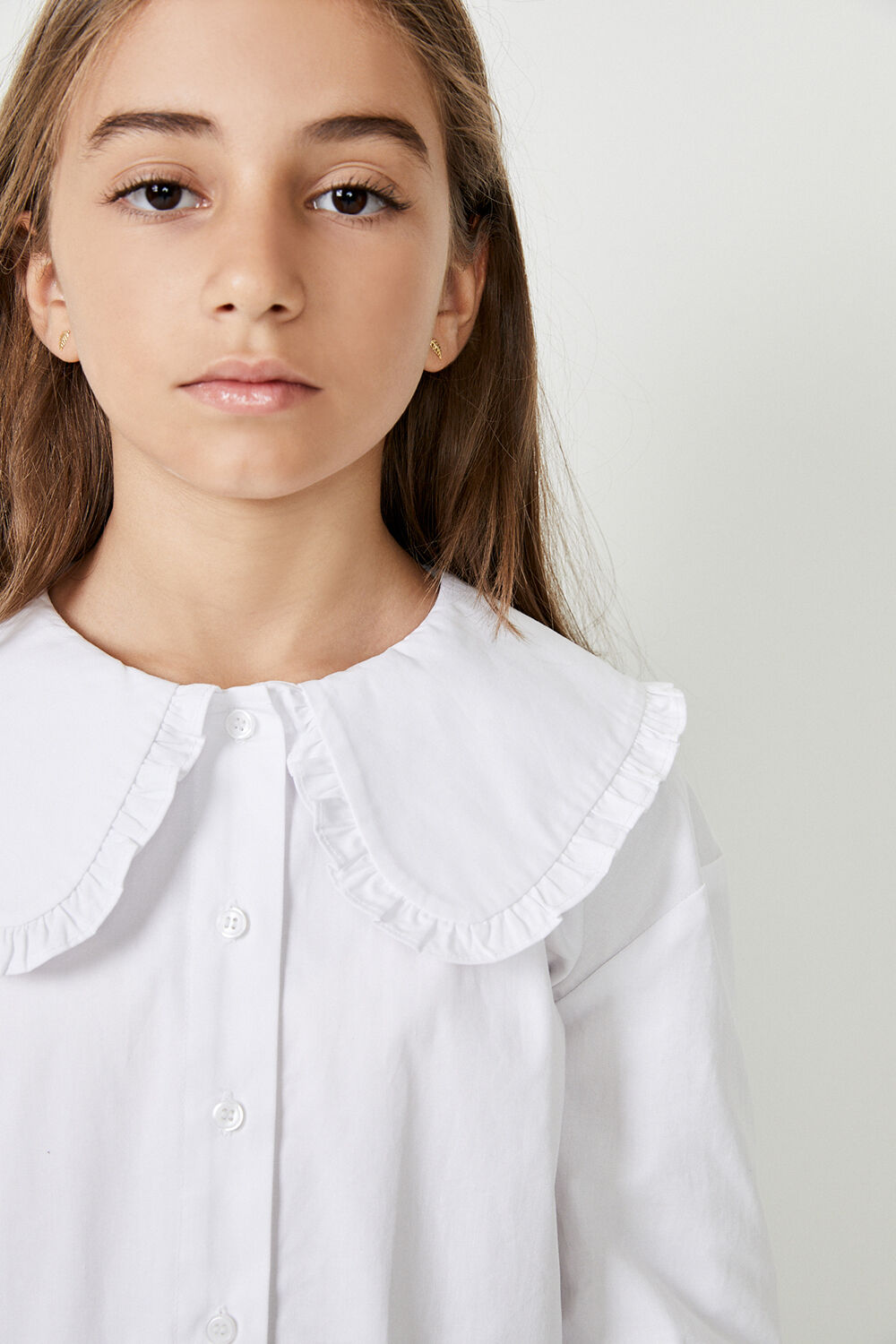 Girls Bib Collar Poplin Shirt in Orchid