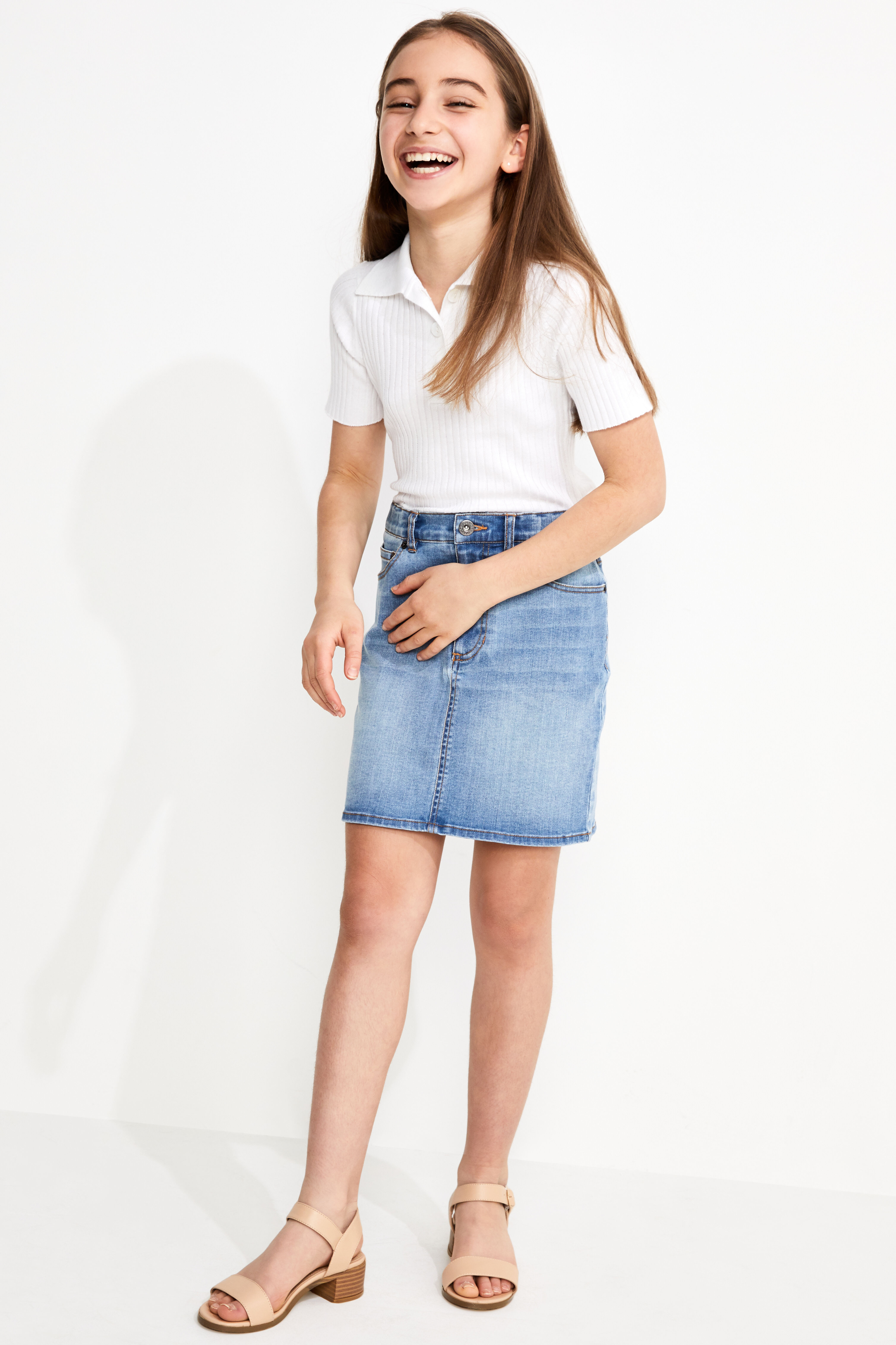 Junior Girl Liza Denim Mini Skirt in Indigo