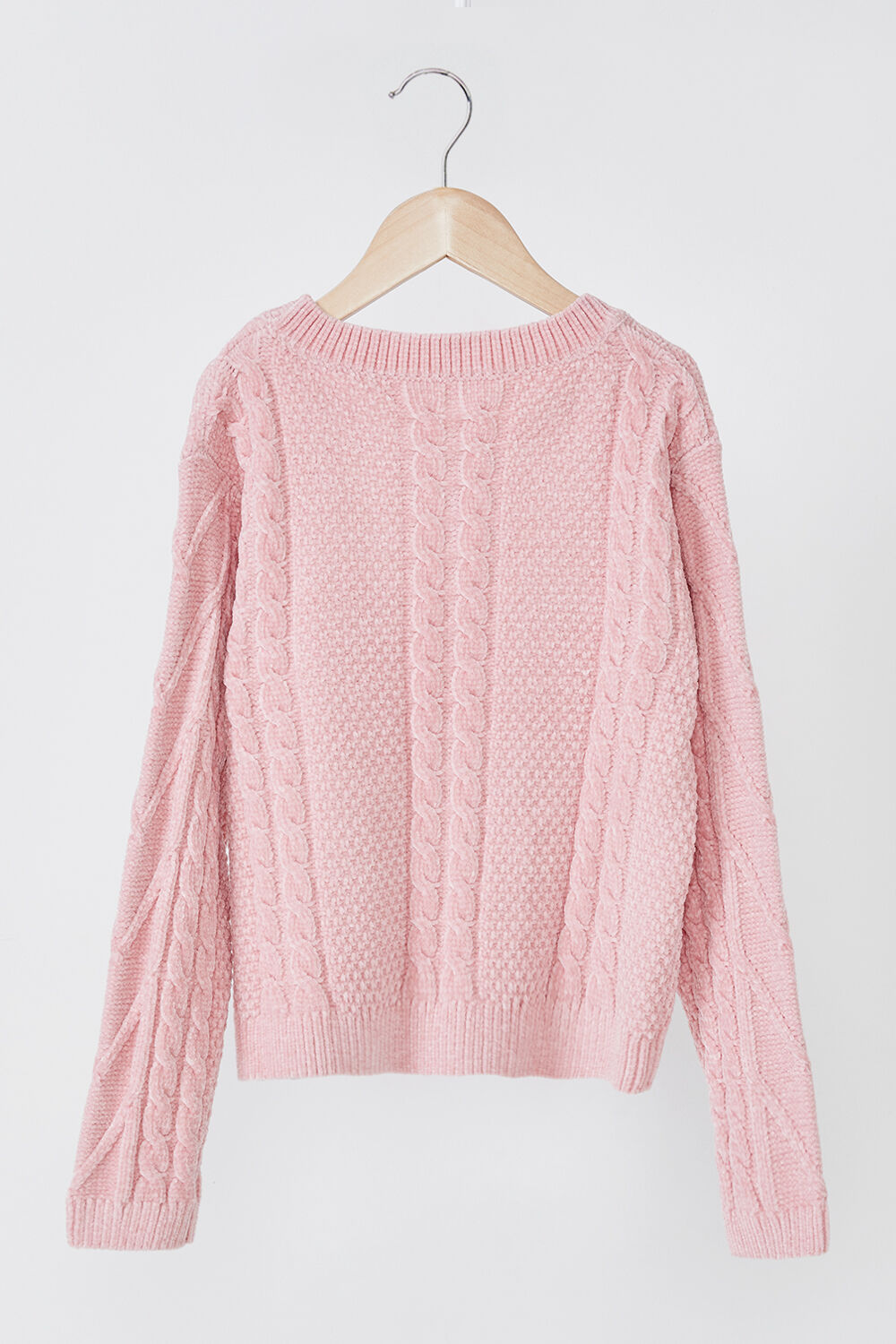 Girls Stella Cable Knit Sweater in Pink 