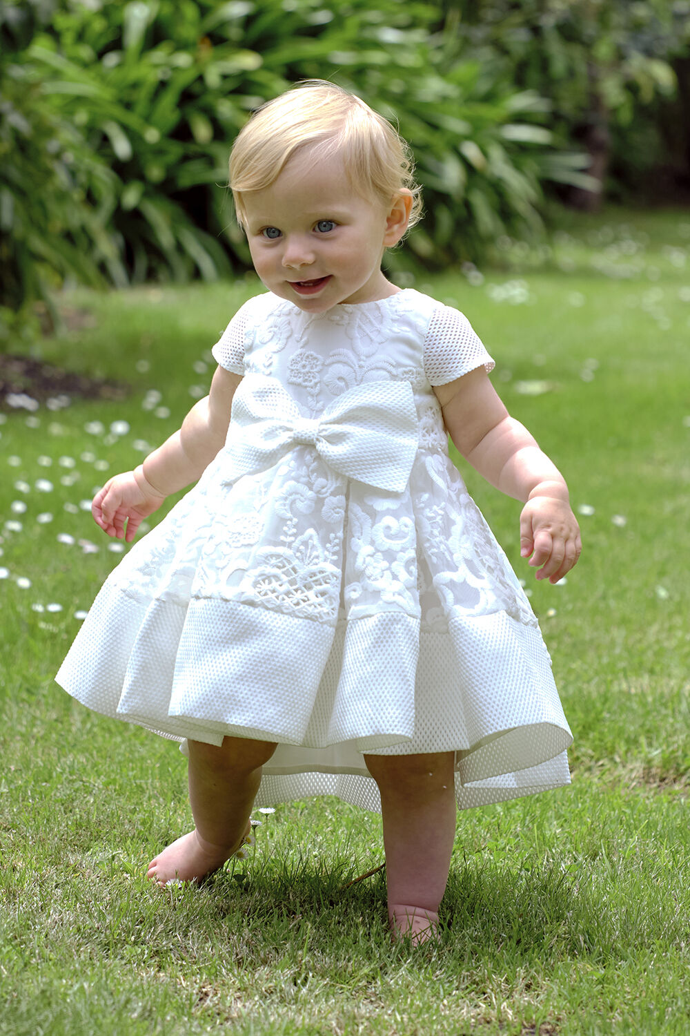 New Infant Girl White Gown Christening Baptism Dress Size 0 1 2 3 4 Formal 