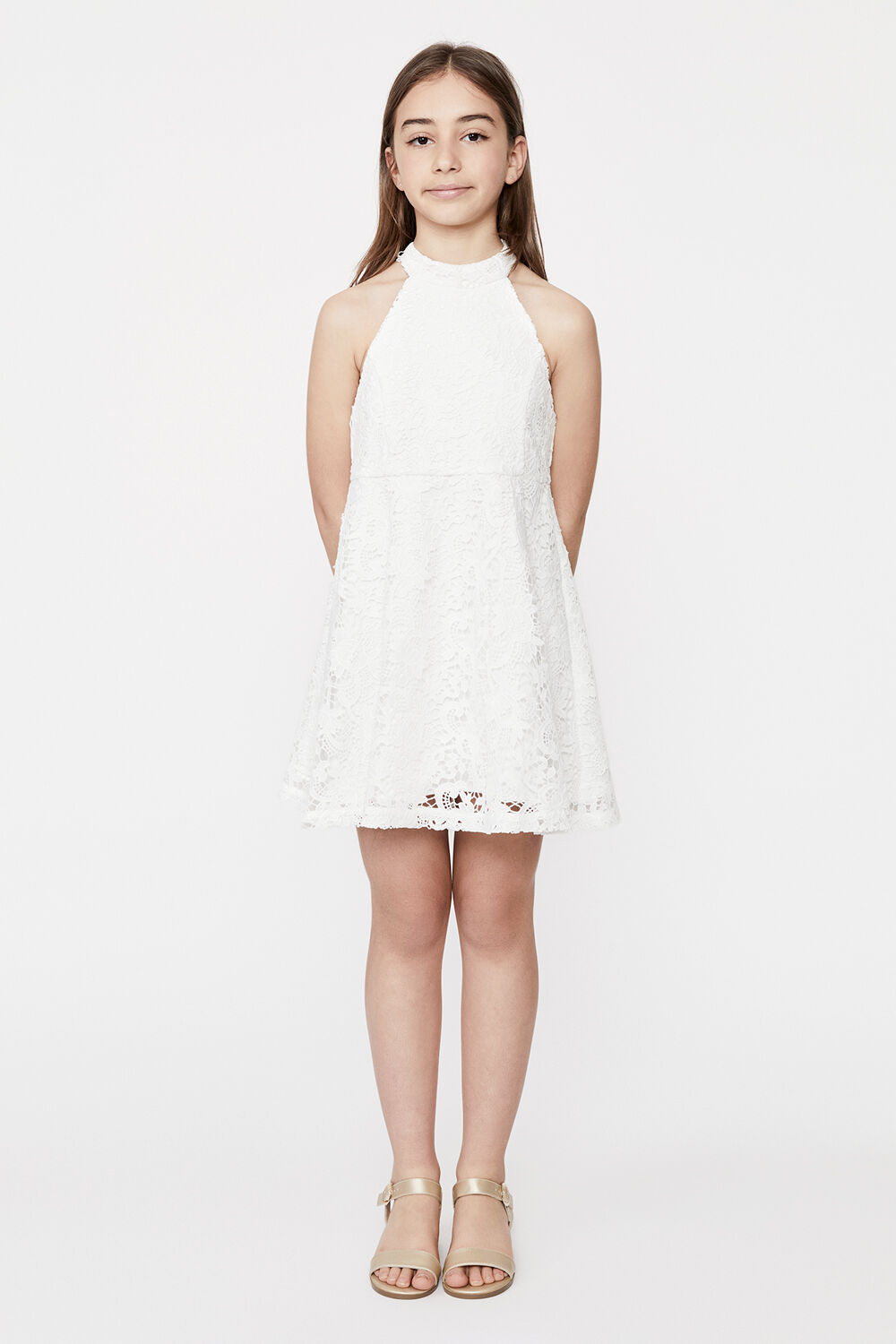 GIRLS VICTORIA TULIP LACE DRESS in colour CLOUD DANCER