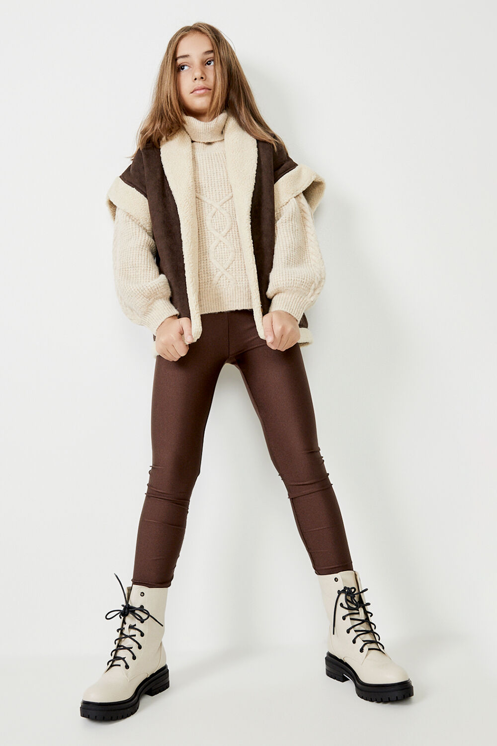 GIRLS FREYA SHEARLING VEST in colour CHOCOLATE BROWN