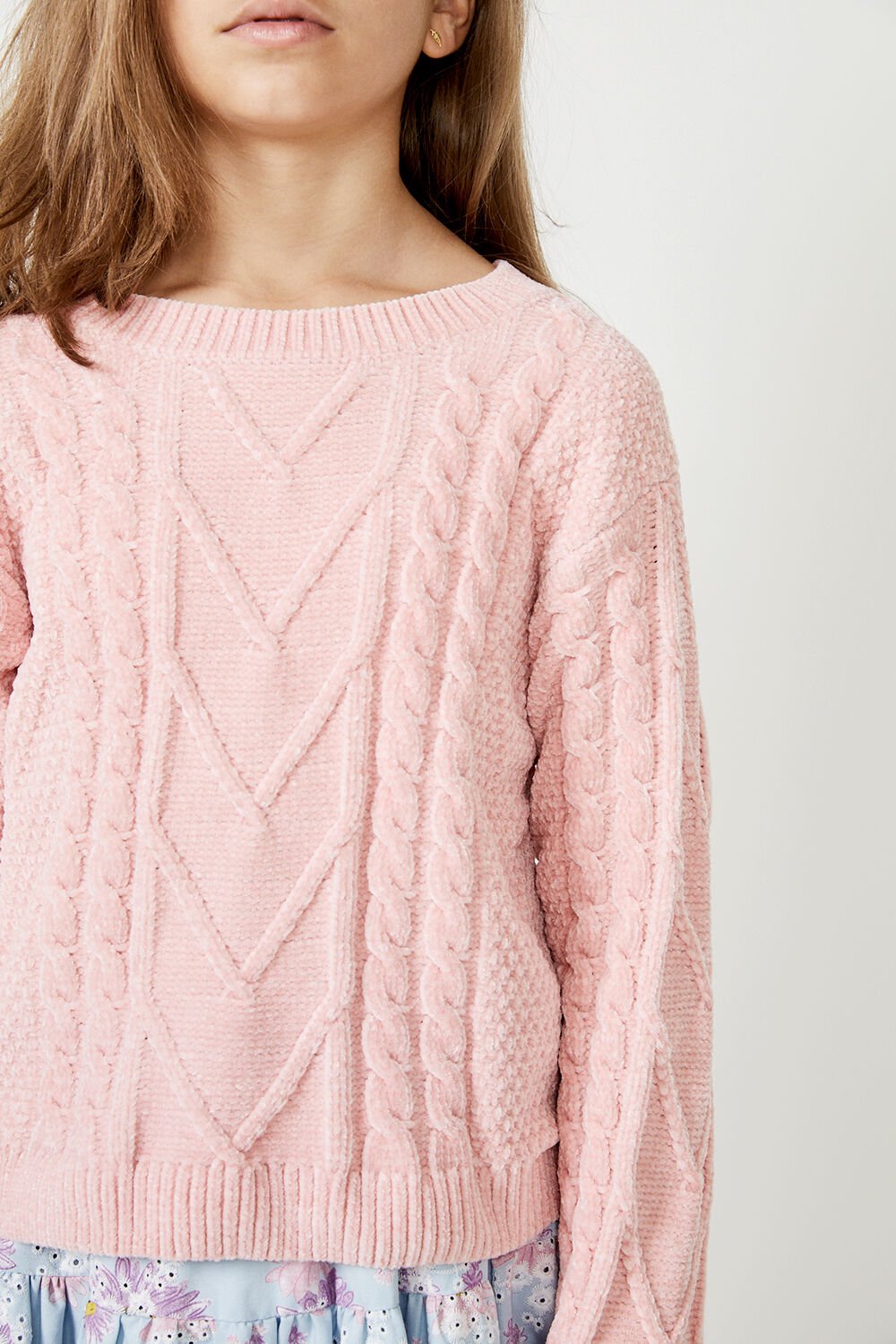 pink cable knit