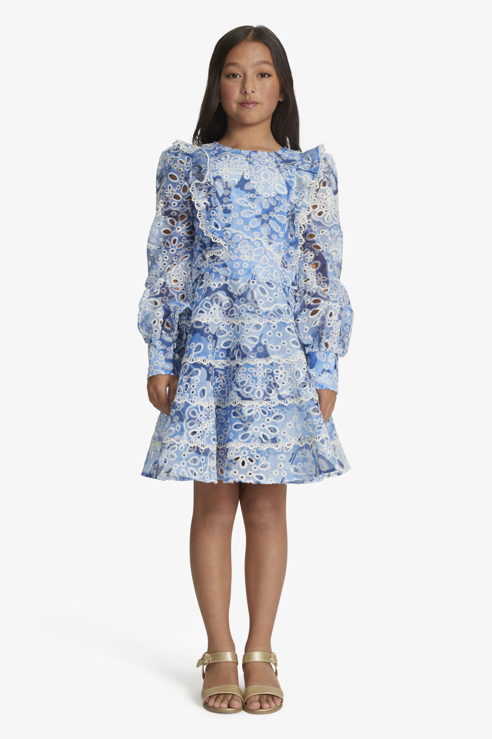 GIRLS ODETTE MINI DRESS in colour CERULEAN