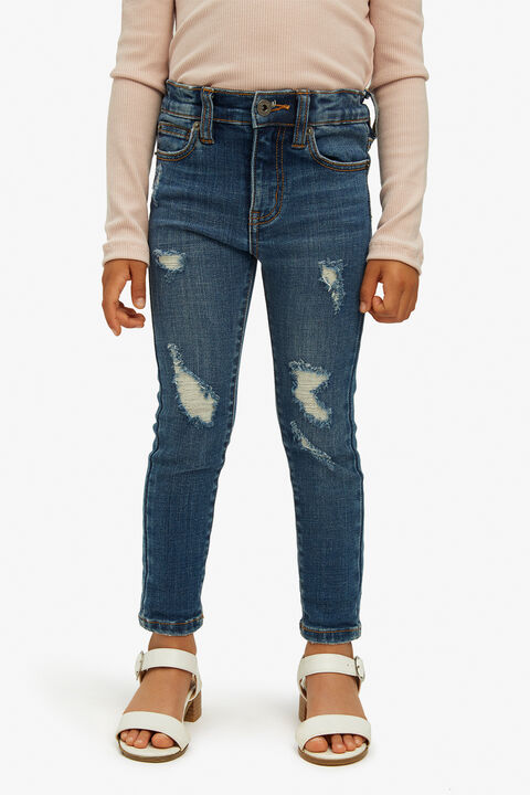 JUNIOR GIRL KHLOE HI CROP JEAN in colour TRUE NAVY