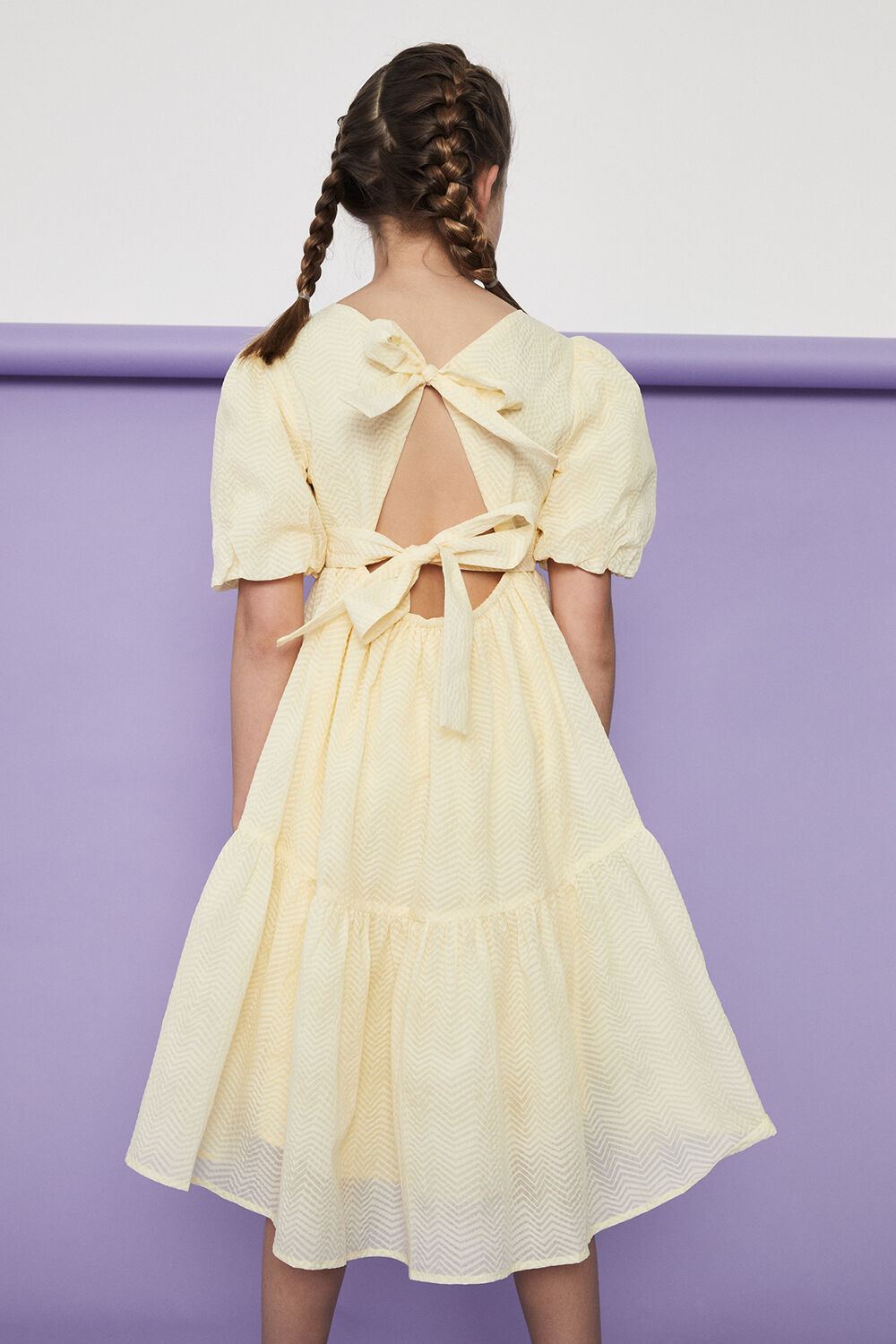 SUMMER YELLOW TIERED DRESS in colour TENDER YELLOW