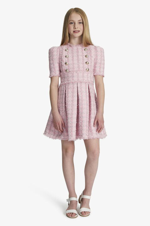 GIRLS BRIELLE BOUCLE DRESS in colour SACHET PINK