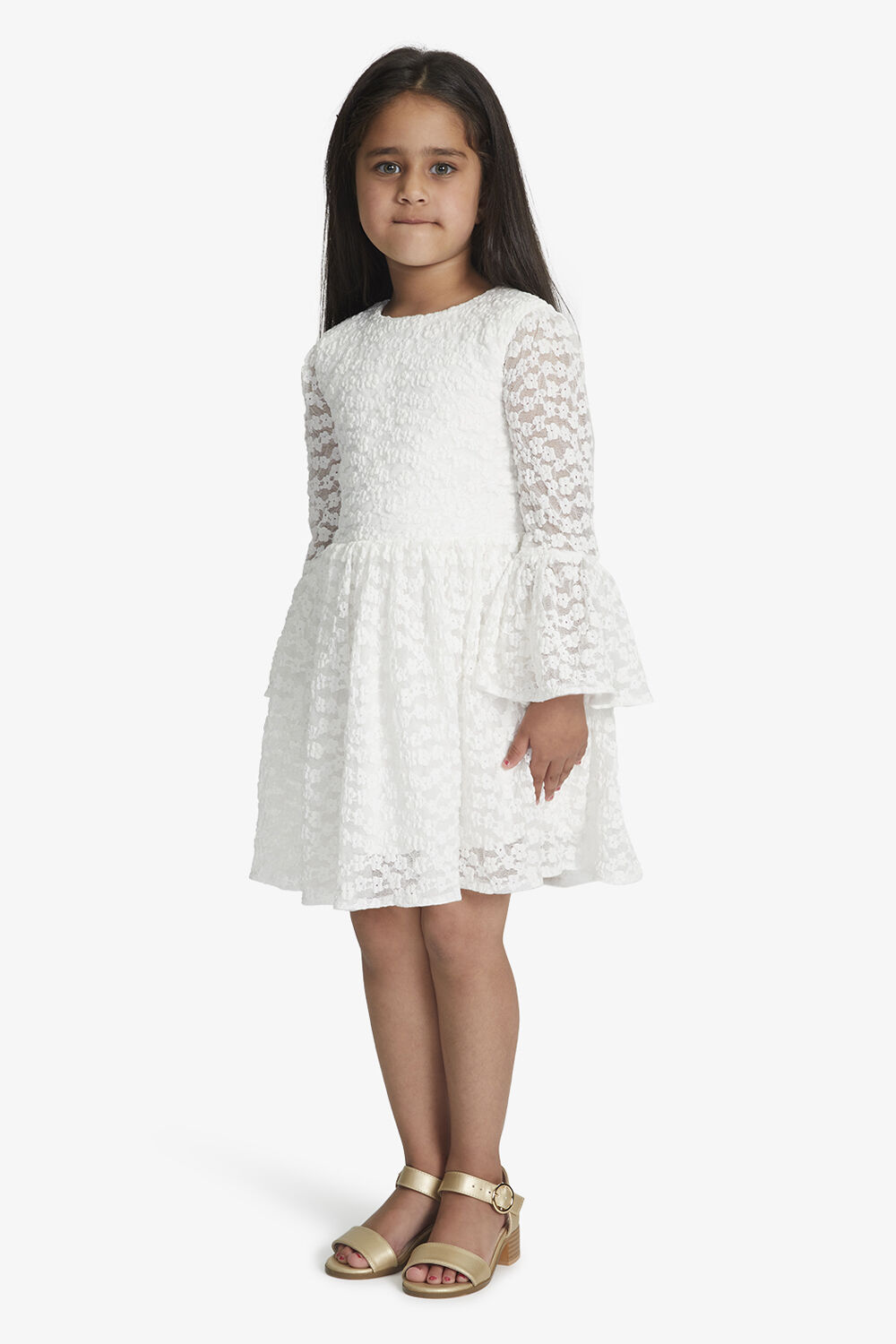 GIRLS ELOISE LACE DRESS in colour CLOUD DANCER