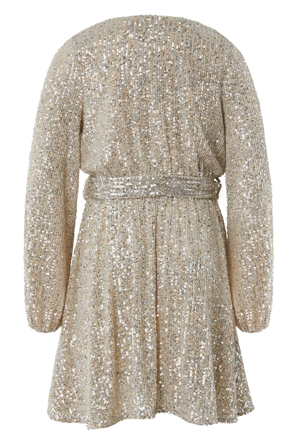 GIRLS SEQUIN WRAP DRESS in colour TUSCANY