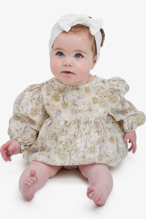 BABY GIRL AMELIA BUNNY GROW in colour CLOUD DANCER