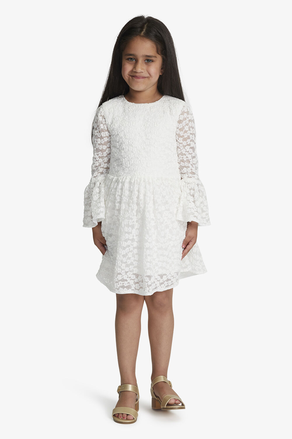 GIRLS ELOISE LACE DRESS in colour CLOUD DANCER