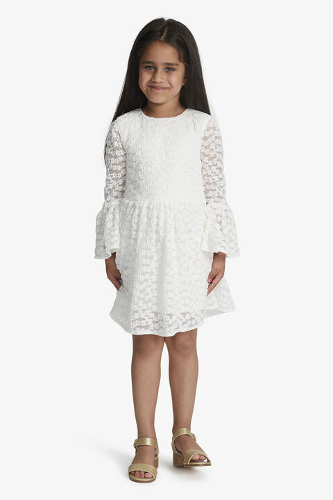 GIRLS ELOISE LACE DRESS in colour CLOUD DANCER