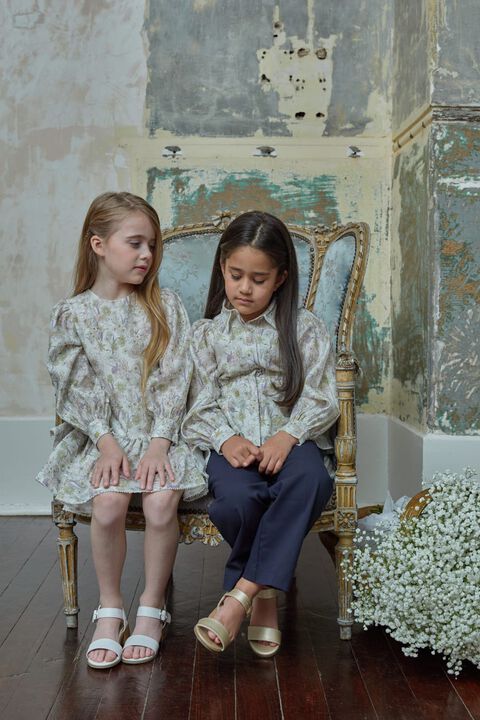 GIRLS BUNNY PRINT BLOUSE in colour CLOUD DANCER