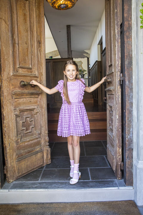 Girls HEART LACE DRESS in colour PETAL PINK