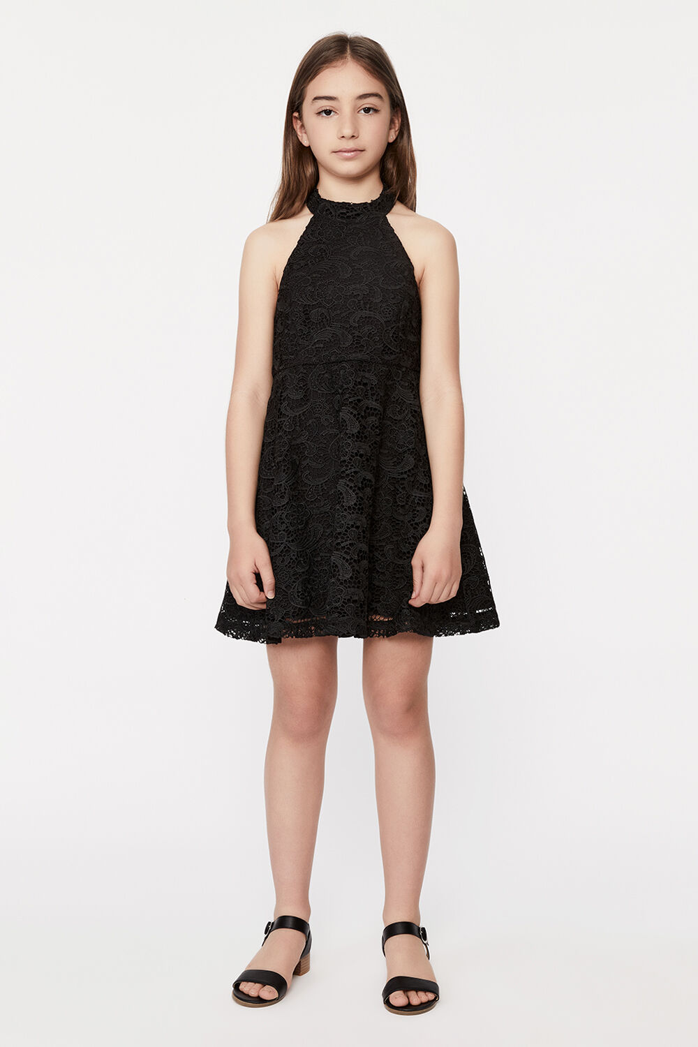 GIRLS VICTORIA LILIES LACE DRESS  in colour CAVIAR