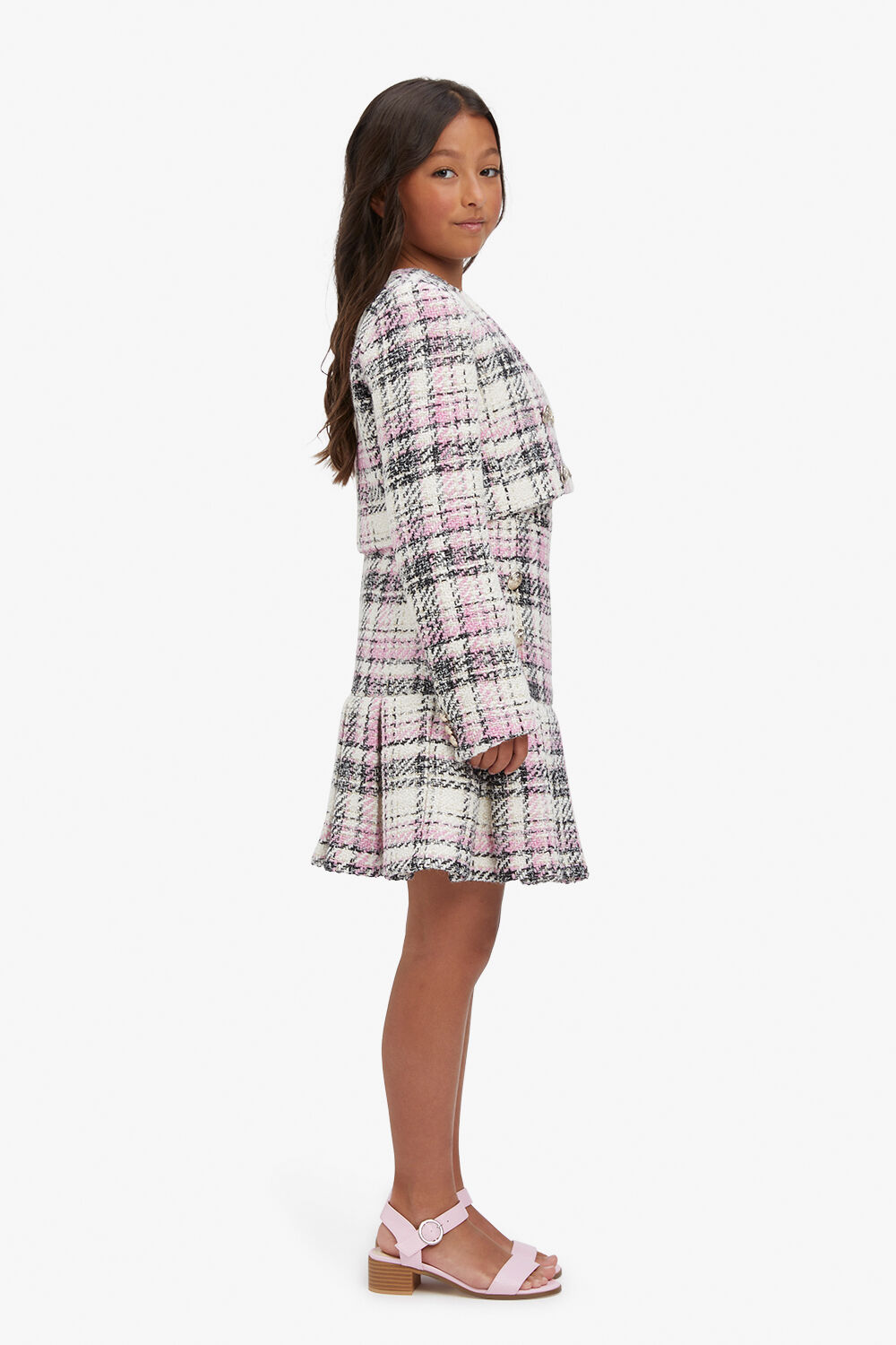 GIRLS THEKLA BOUCLE BLAZER in colour HOT PINK