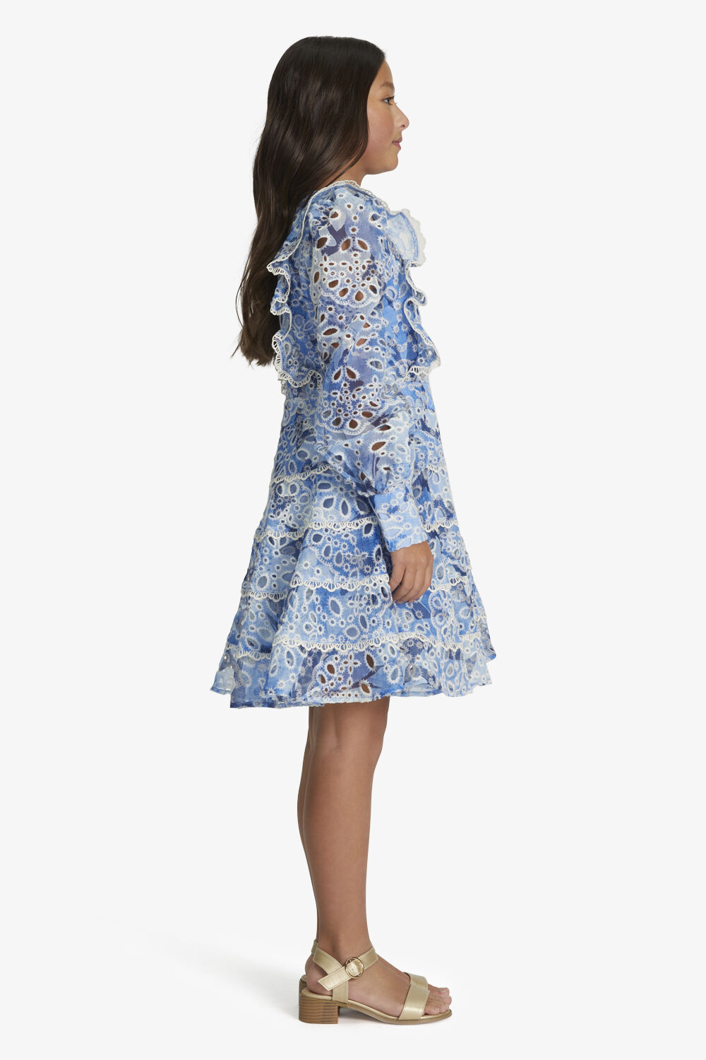 GIRLS ODETTE MINI DRESS in colour CERULEAN