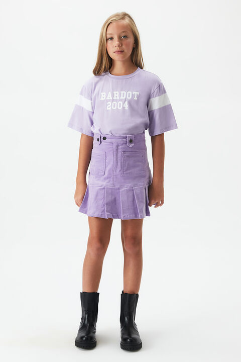 GIRLS KARLA CORD PLEATED SKIRT in colour LILAC CHIFFON