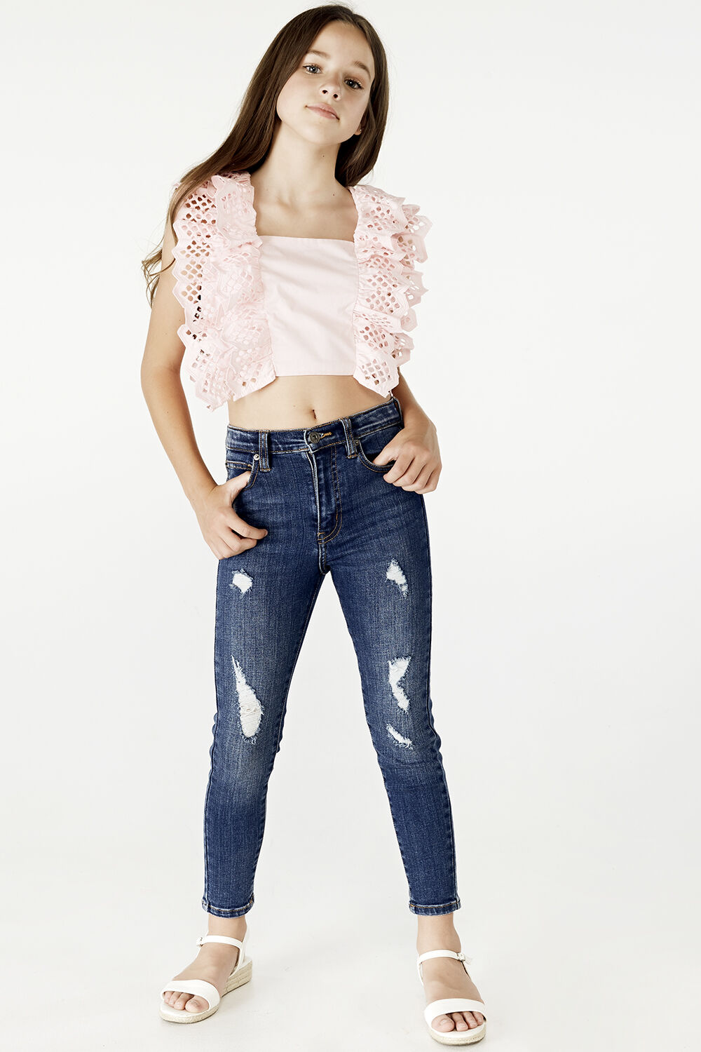 Girls KHLOE HI CROP JEANS in colour TRUE NAVY