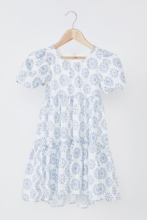 GIRLS AMELIE TIERED DRESS in colour WINTER SKY