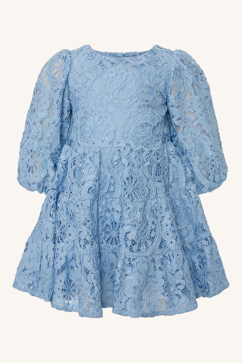 BABY GIRL ELLA LACE DRESS in colour DUSTY BLUE