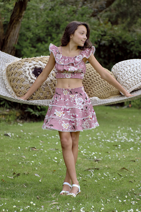 GIRLS TALLULA FLORAL SKIRT in colour TAP SHOE