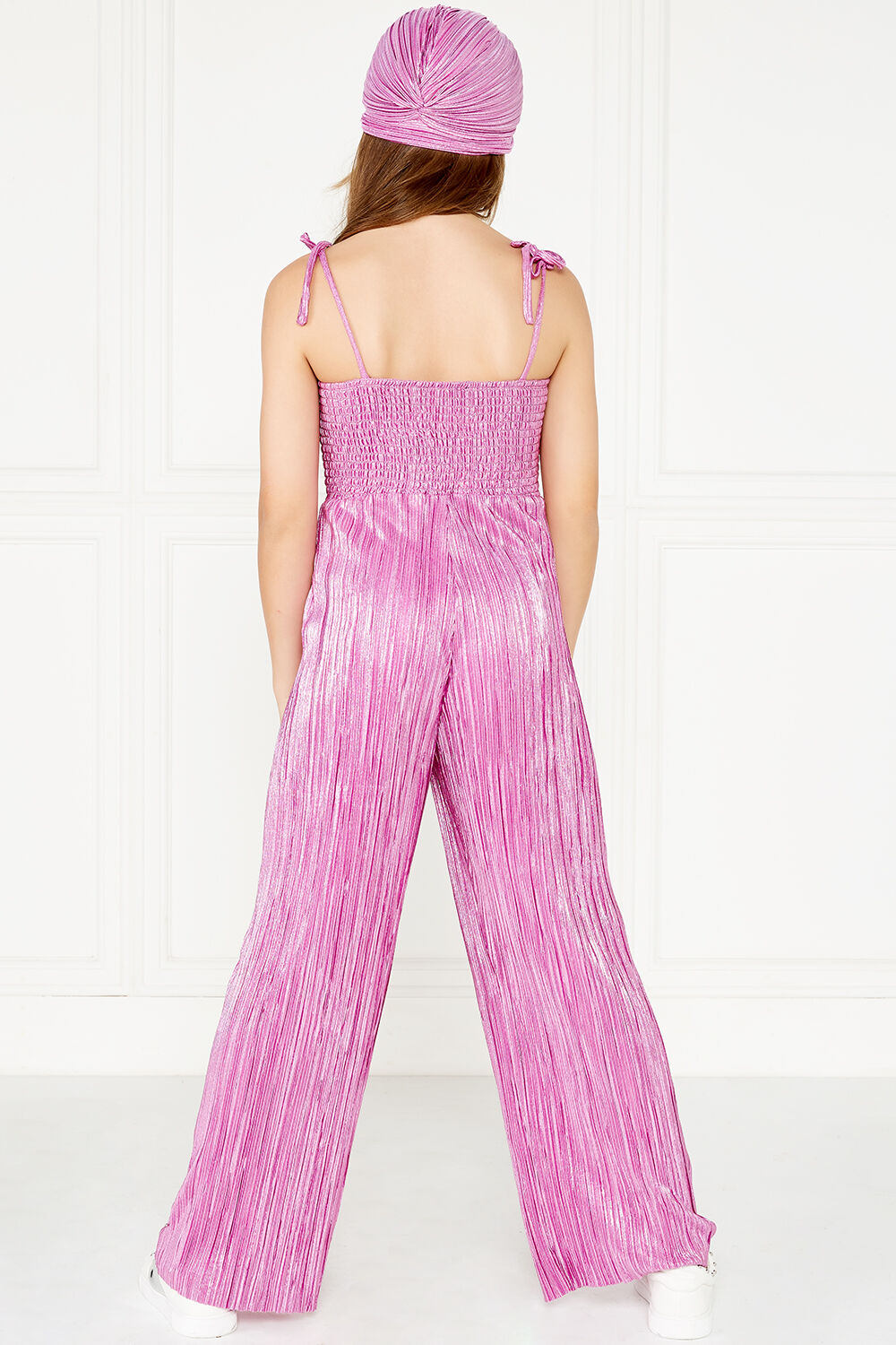 Tween Girl Shimmer Jumpsuit in Pink Shine