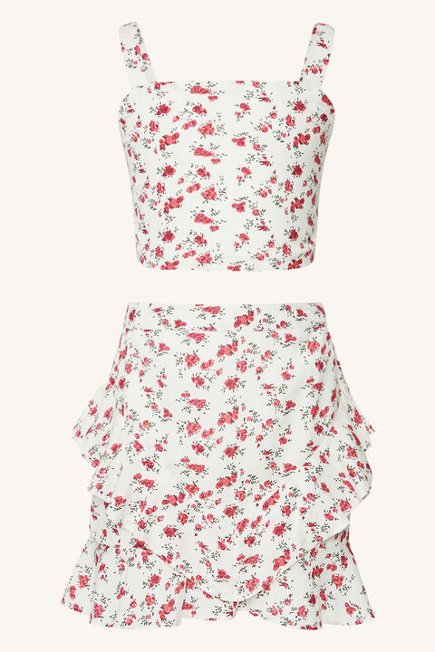 GIRLS SHANI FLORAL MINI SKIRT in colour SPICY ORANGE
