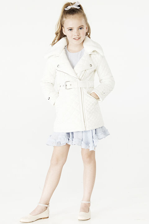 JUNIOR GIRL GRACE QUILTED COAT in colour CLOUD DANCER