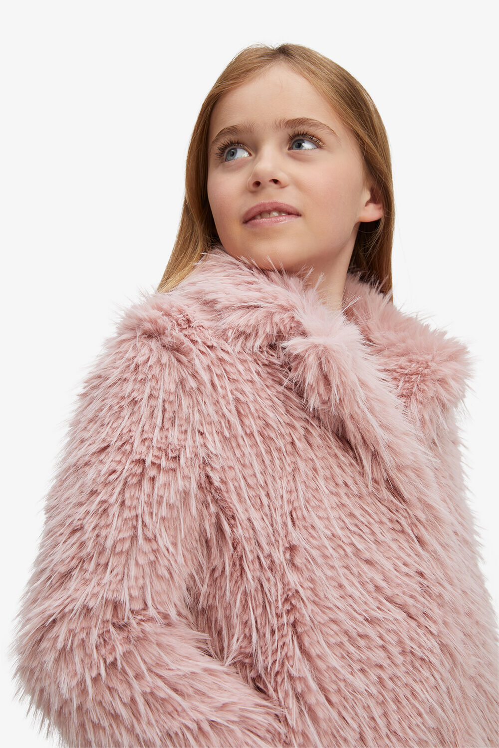 GIRLS JAGGED FUR COAT in colour PARADISE PINK