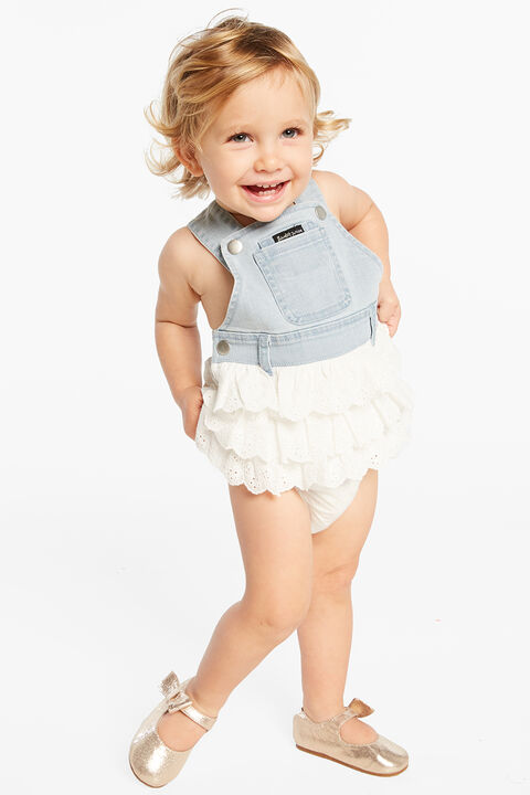 JUNIOR GIRL LACE OVERALL GROW in colour DRESS BLUES