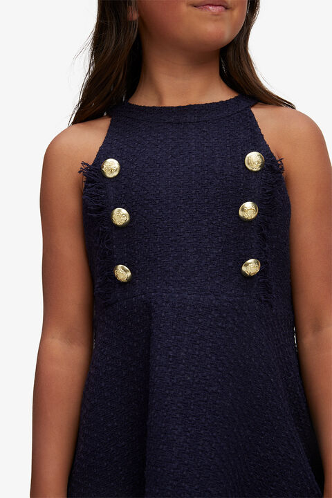 GIRLS SIMA BOUCLE DRESS in colour BLACK IRIS