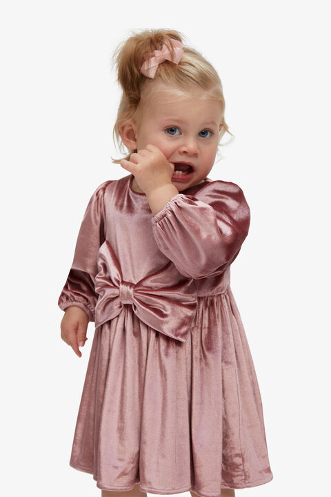 BABY GIRLS LINDSEY VELOUR MINI DRESS in colour MELLOW ROSE