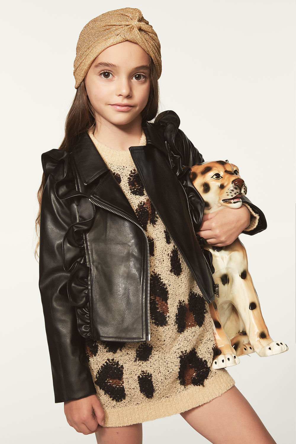 Junior Girl Chloe Vegan Leather Ruffle Jacket In Black