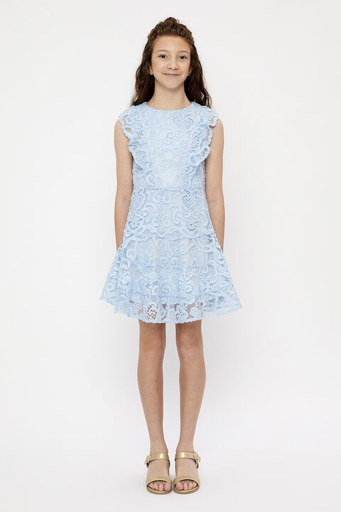 GIRLS SADIE LACE DRESS in colour CROWN BLUE
