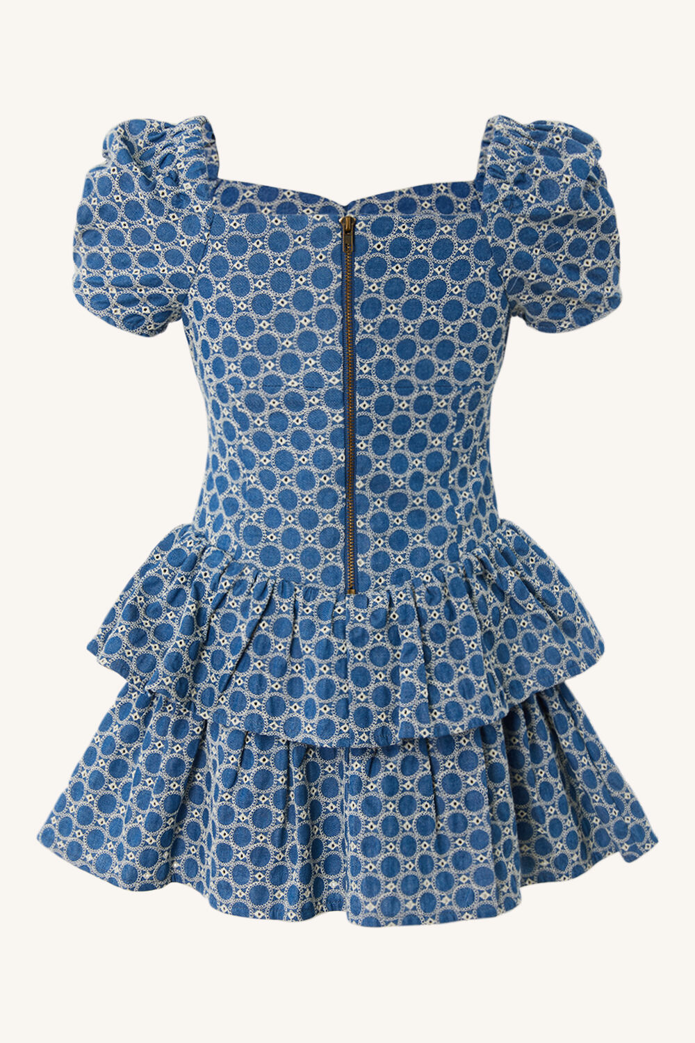 BABY GIRL BRODERIE CORSET DRESS in colour CHAMBRAY BLUE