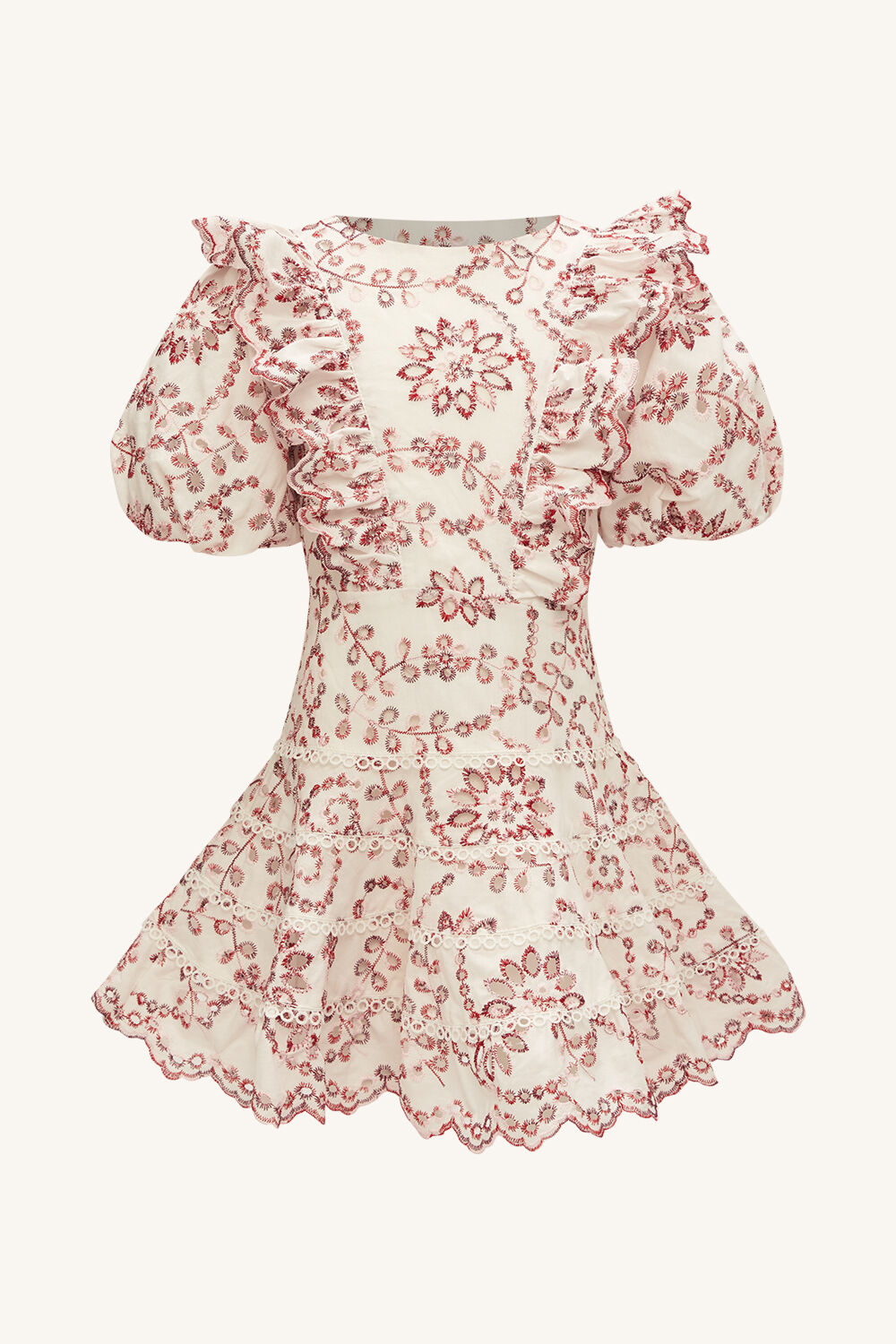 GIRLS AMEILA BRODERIE DRESS in colour POINSETTIA